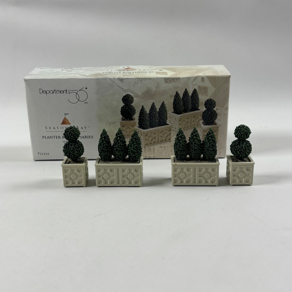 Department 56 Seasons Bay Planter Box Topiaries Set of 4 Miniature 53334